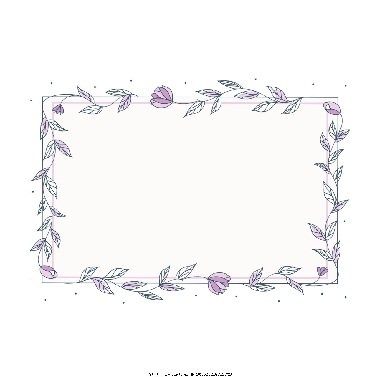 清新花卉植物边框素材图片 纹理边框 设计元素 图行天下素材网