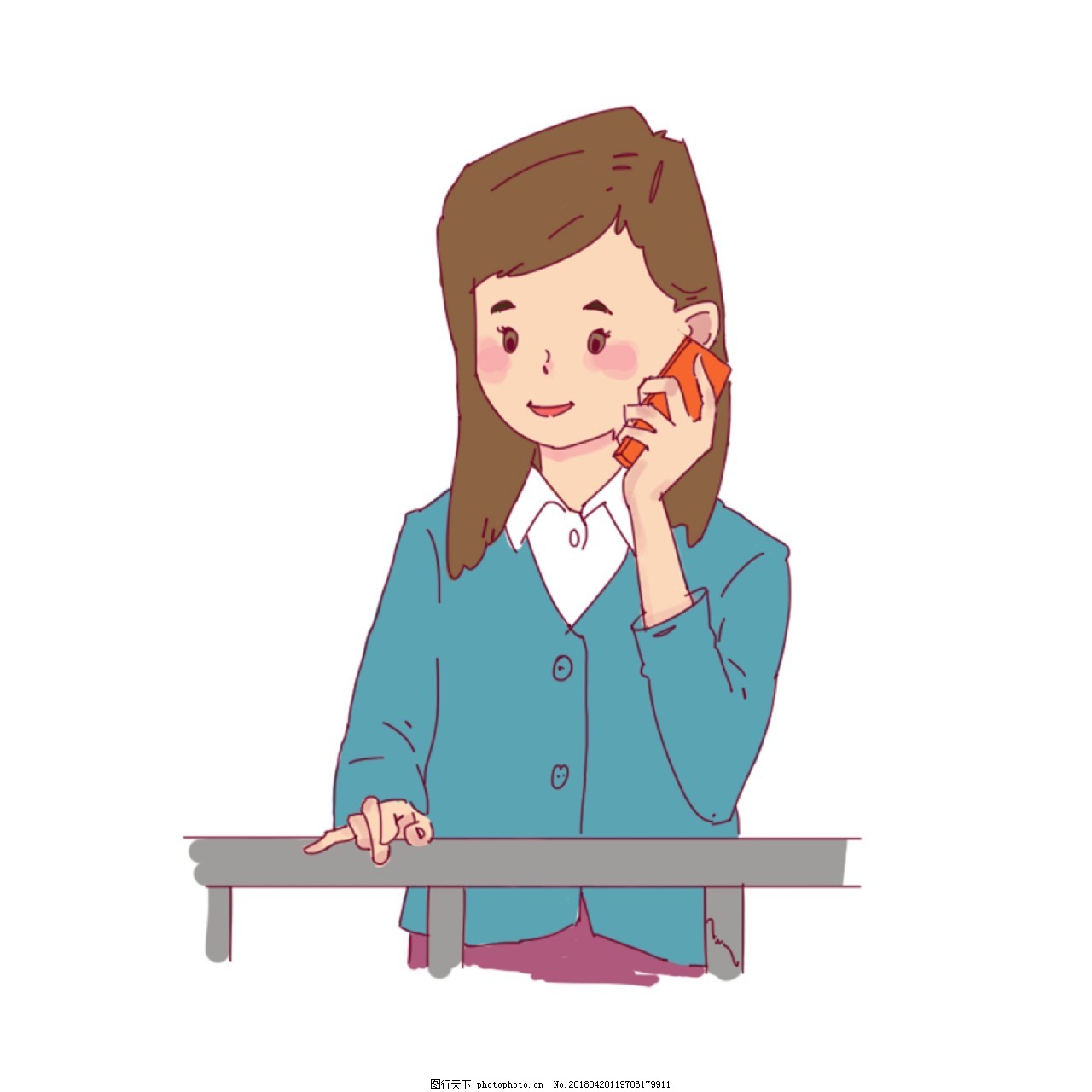 20180529 ipad手绘打电话的女孩子|插画|创作习作|DQQ_94 - 原创作品 - 站酷 (ZCOOL)