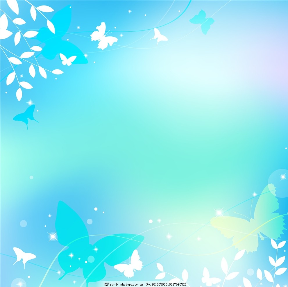 蓝色蝴蝶背景图片_动漫卡通_插画绘画-图行天下素材网