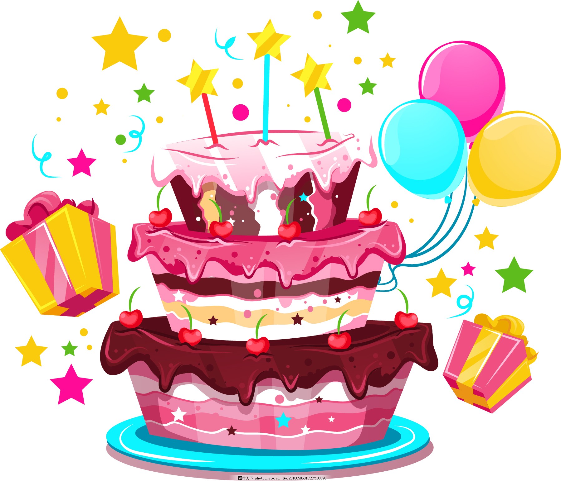 彩色手绘蛋糕食物元素图片素材免费下载 - 觅知网