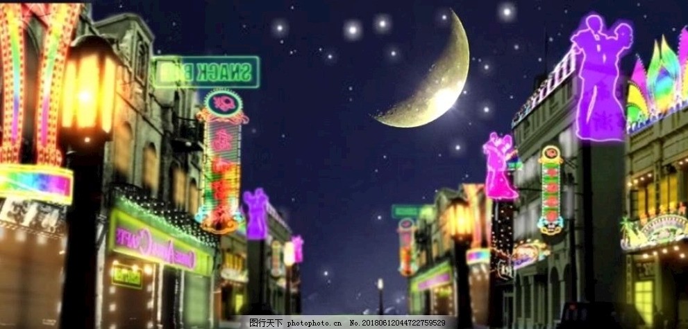 夜上海动态背景图片 合成背景素材 影视编辑 图行天下素材网